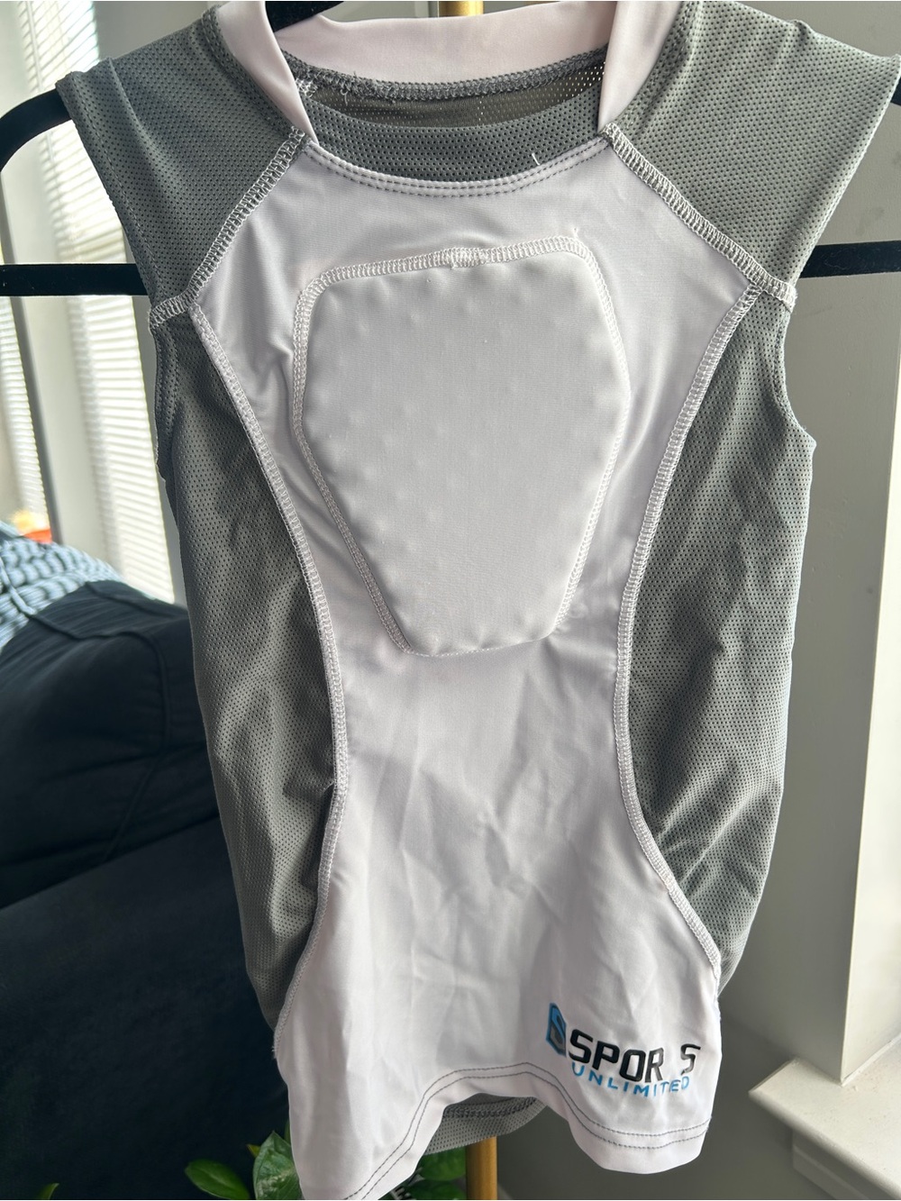 Sports Unlimited Youth XS Padded Baseball Compression Shirt Gray White